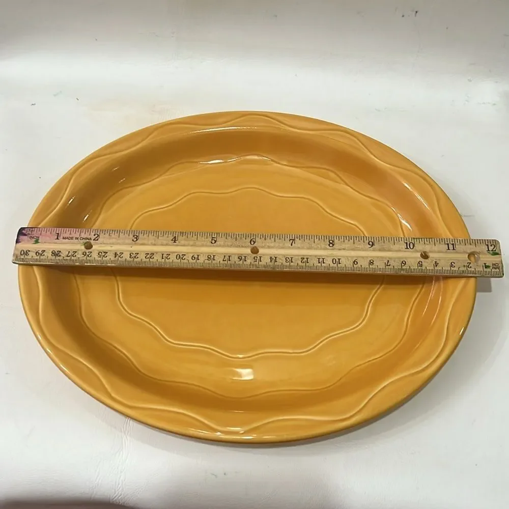 Syracuse USA Oval Plate Serving Platter Sunny Saffron Yellow Orange Heavy China